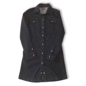 7 for All Mankind Denim Dark Blue Wash Long Sleeve Snap Front Dress NWOT